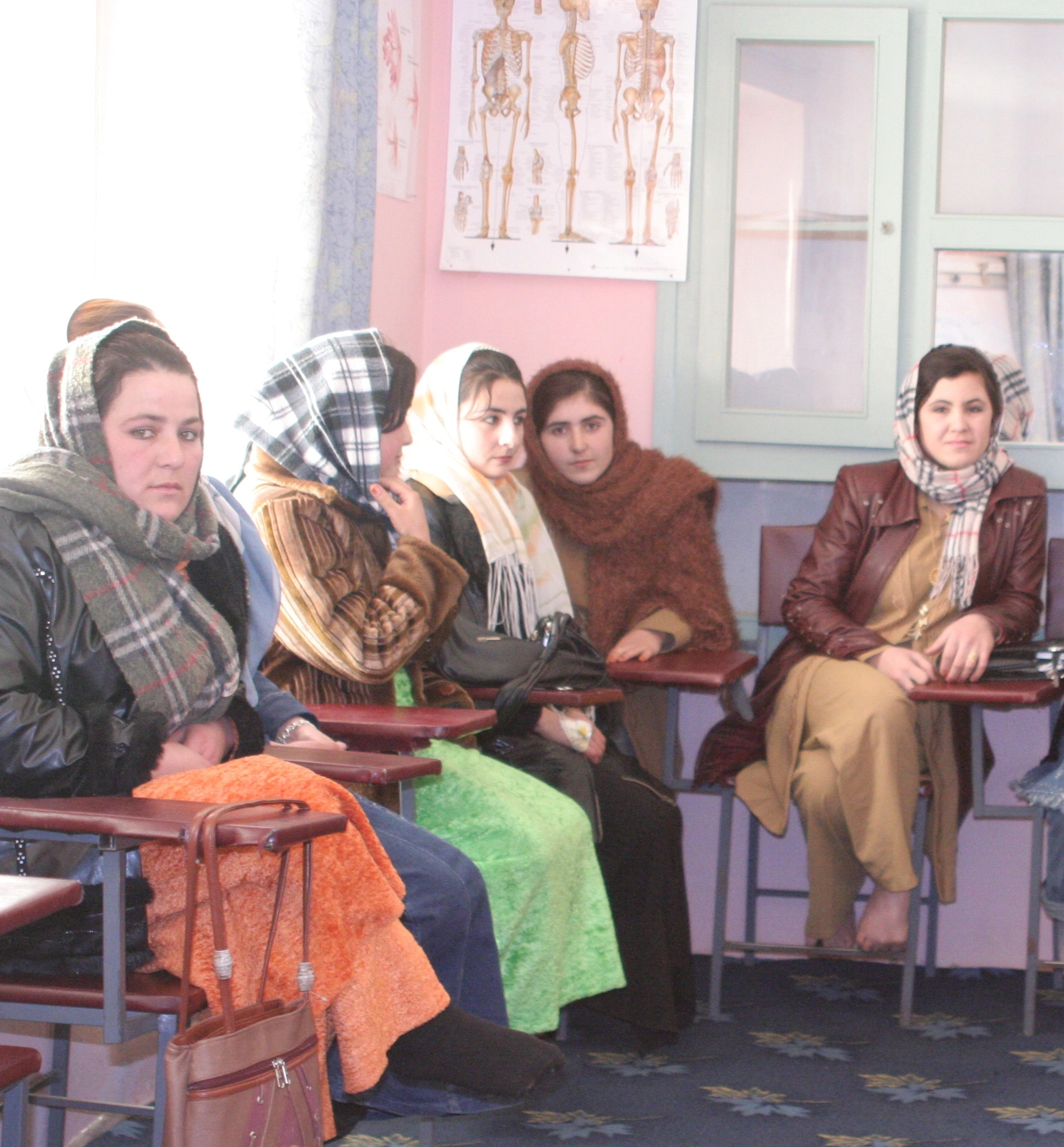 Afghan women attending a midwifery training programme in 2006