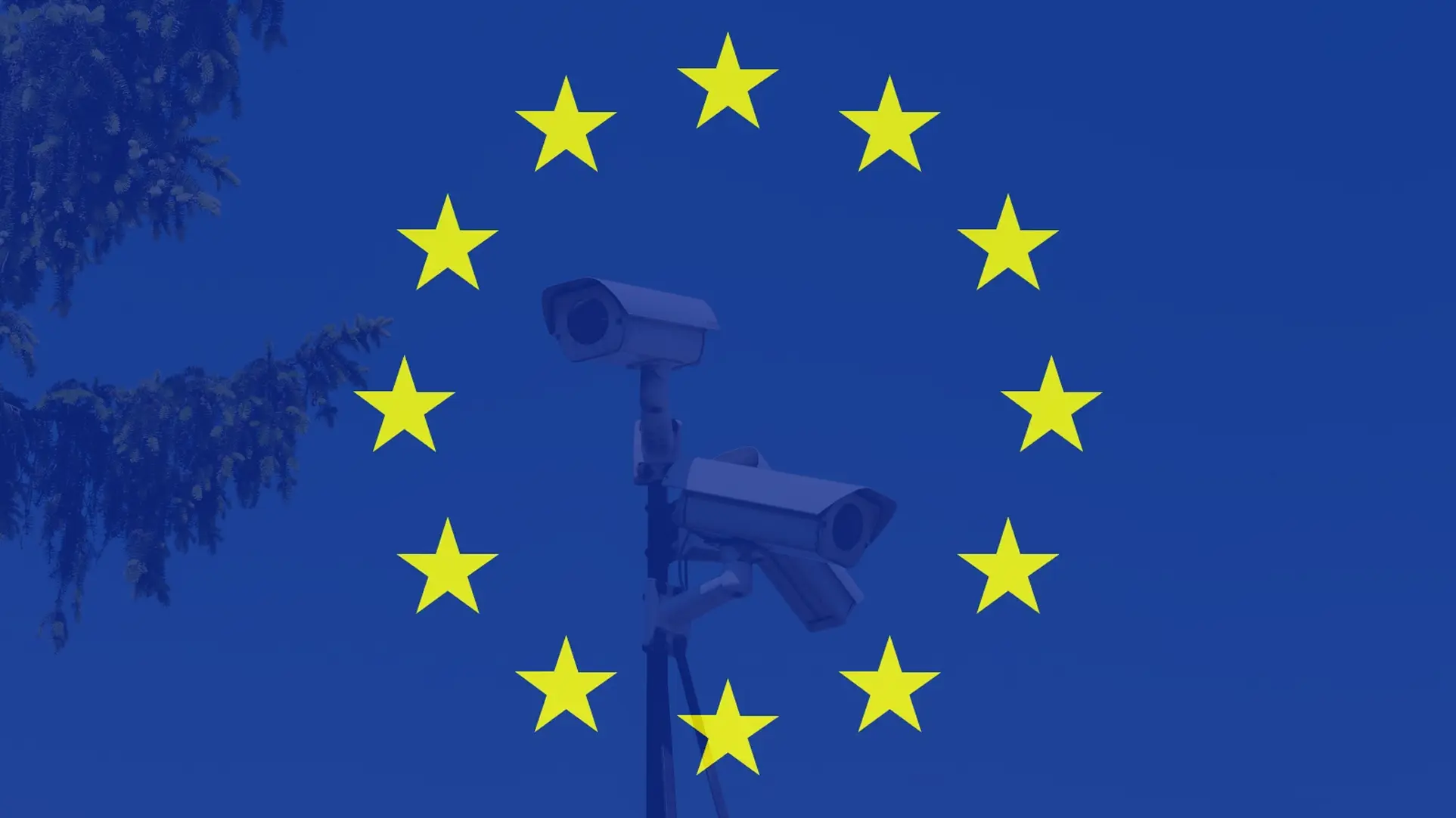 Article cover of European Union's flag with surveillance CCTV cameras as a background